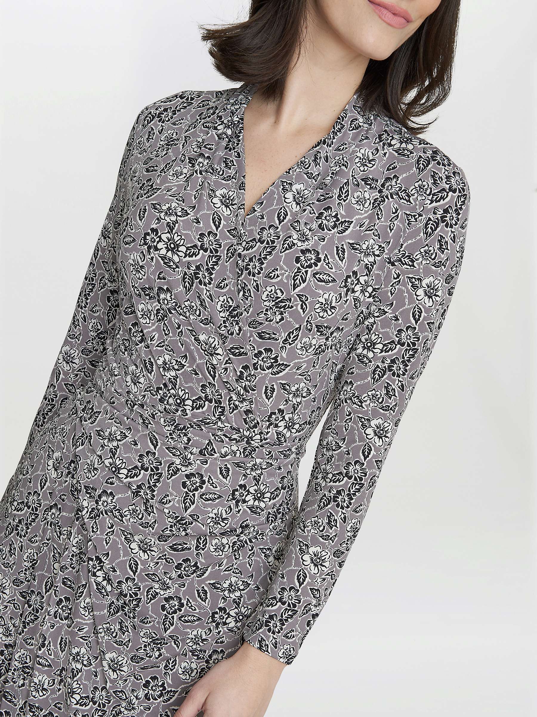 Buy Gina Bacconi Floral Ruched Waist Jersey Dress, Silver Grey Online at johnlewis.com