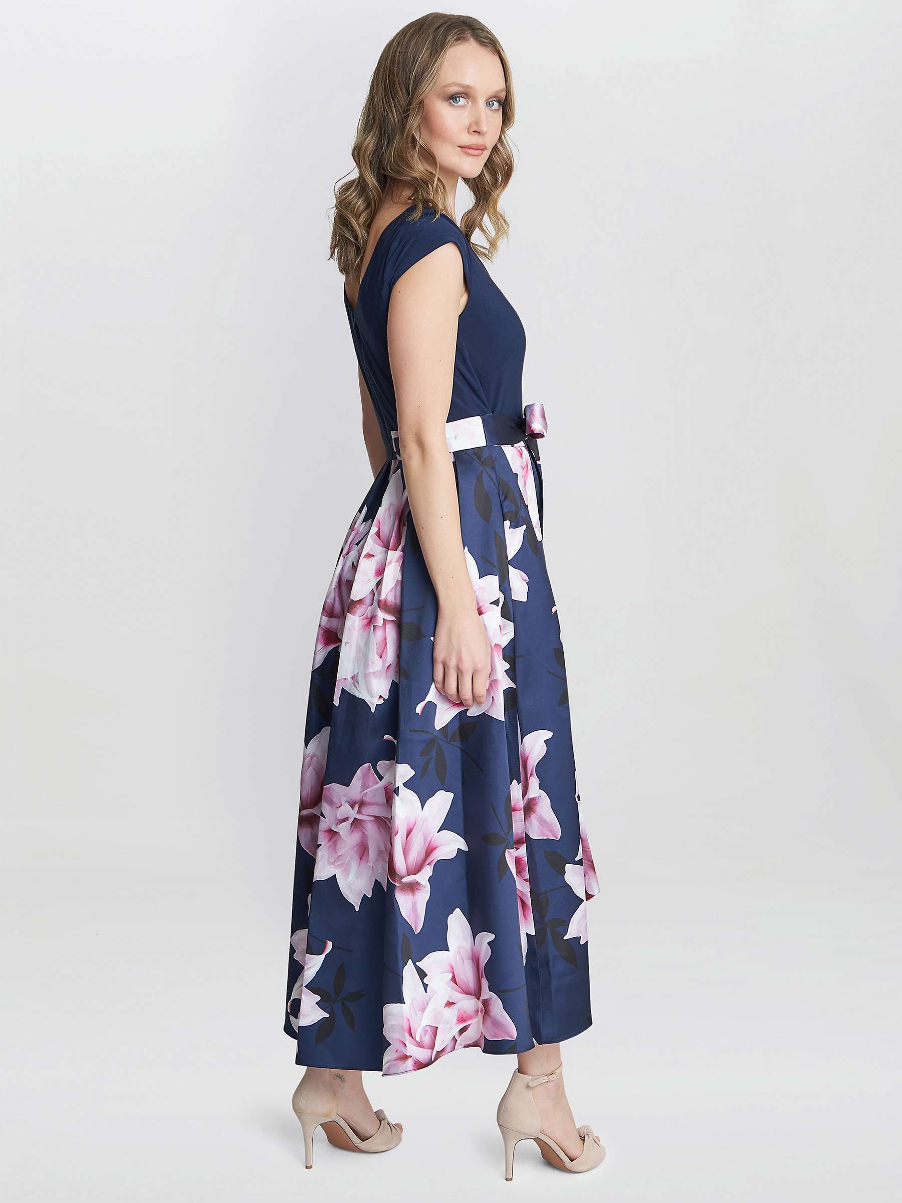 Buy Gina Bacconi Billie Printed High Low Dress With Tie Belt, Navy/Multi Online at johnlewis.com