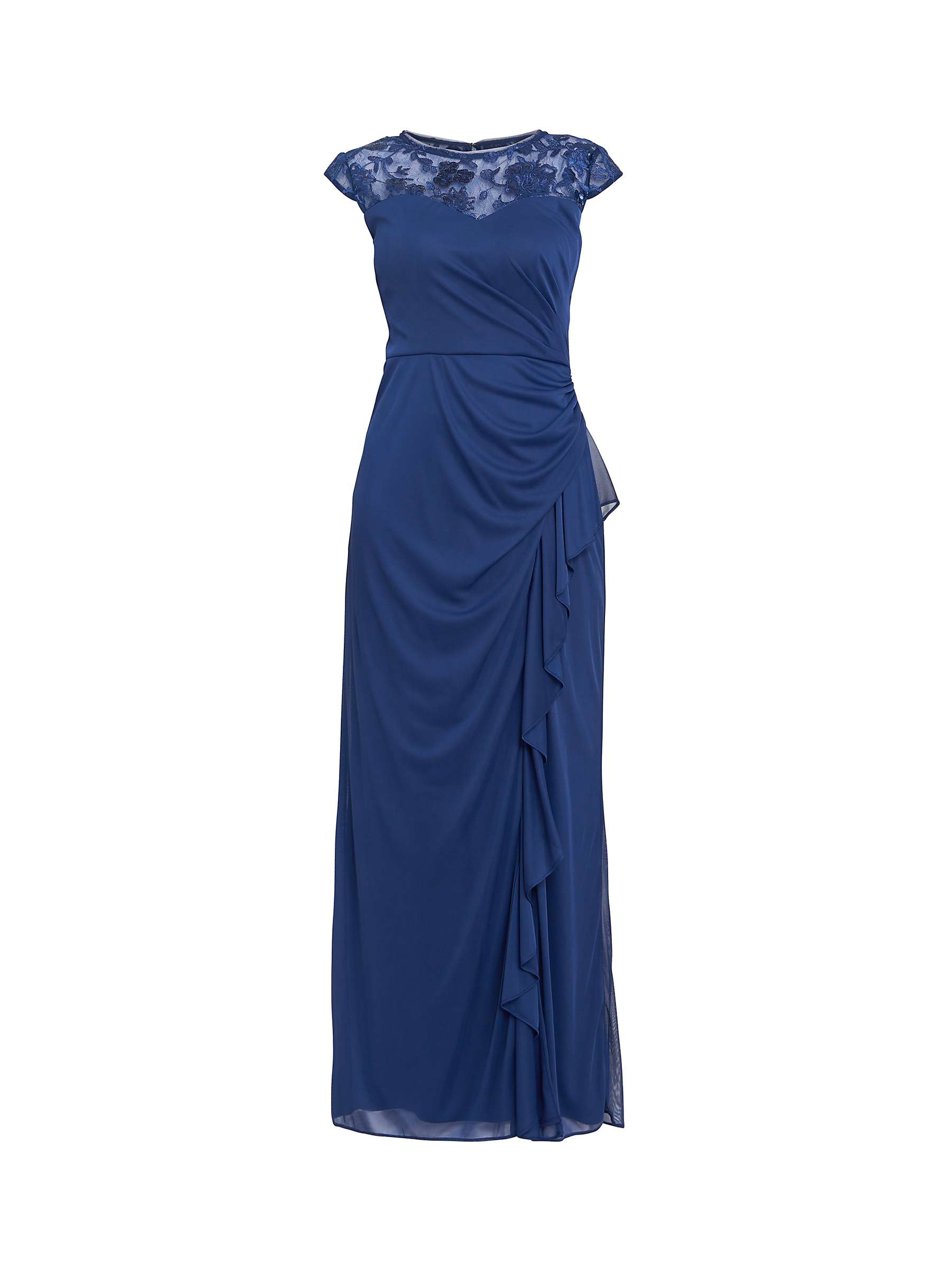 Buy Gina Bacconi Cecilia Maxi Dress Embroidered Illusion Neckline, Navy Online at johnlewis.com
