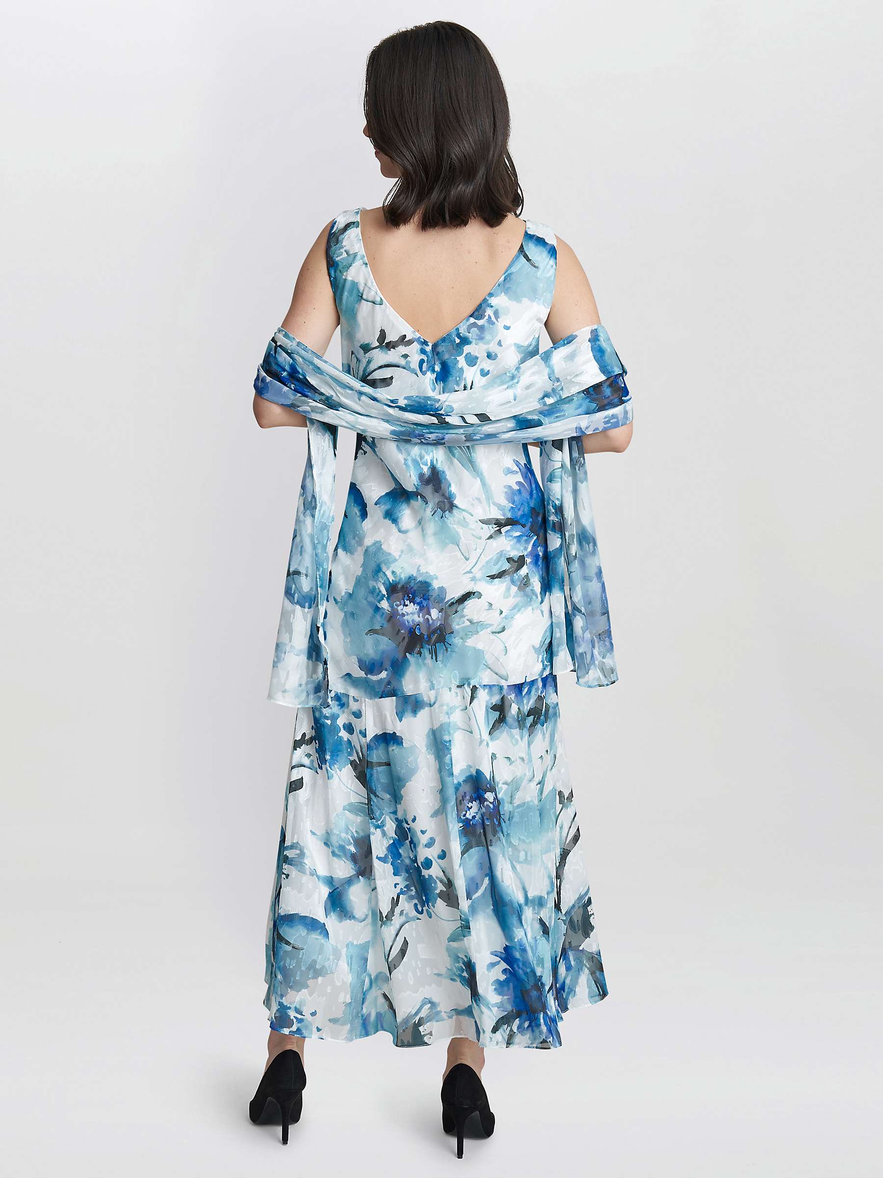 Buy Gina Bacconi Angelica Cowl Neck Midi Dress And Shawl, Multi Online at johnlewis.com