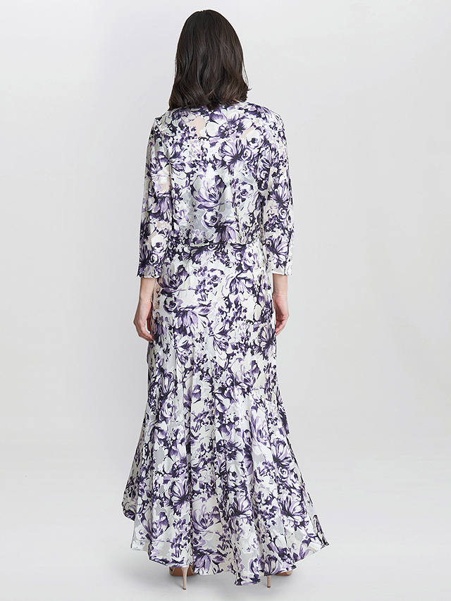 Gina Bacconi Rina Sleeveless Midi Dress And Jacket, Ivory / Purple