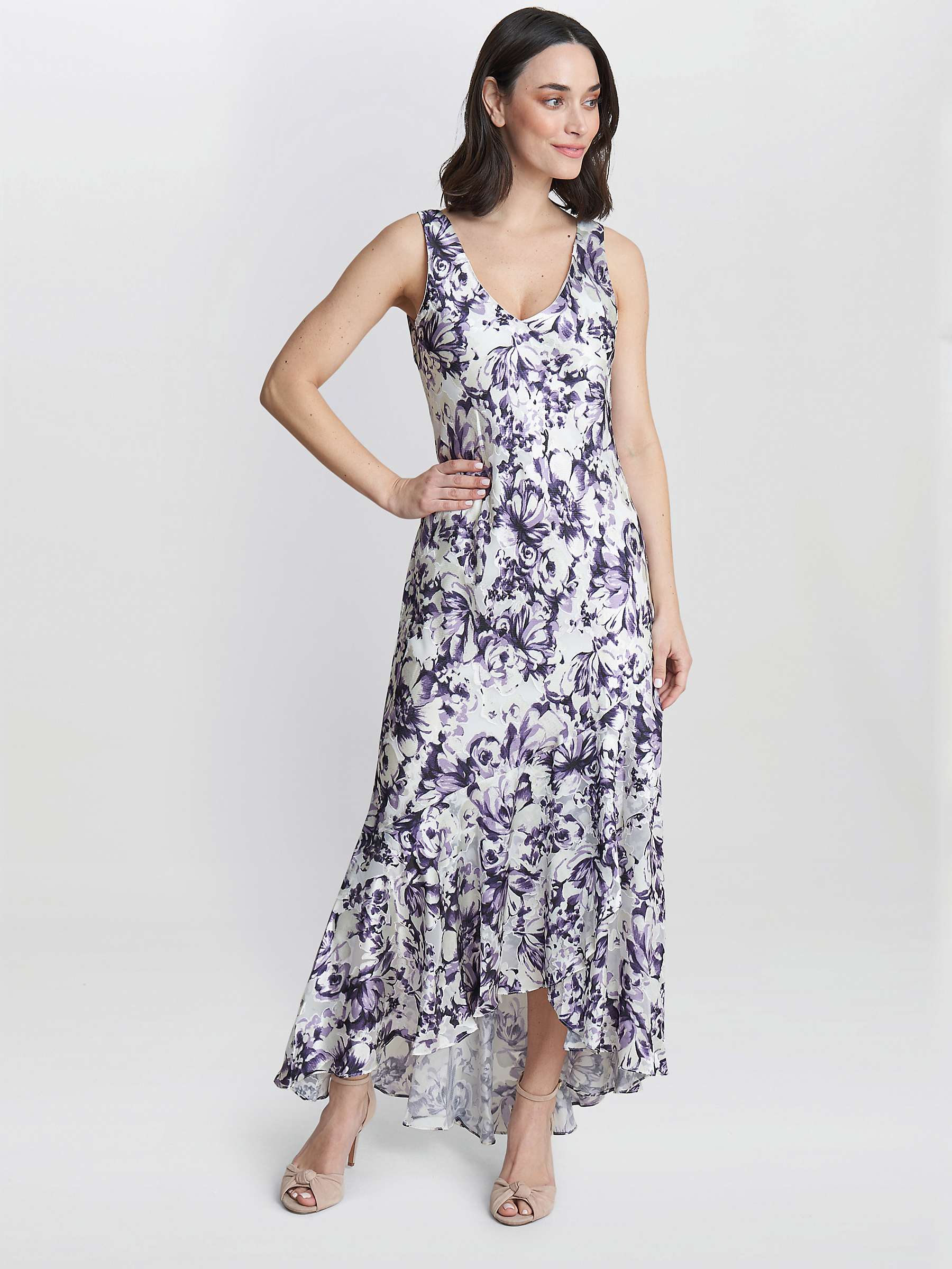 Buy Gina Bacconi Rina Sleeveless Midi Dress And Jacket, Ivory / Purple Online at johnlewis.com
