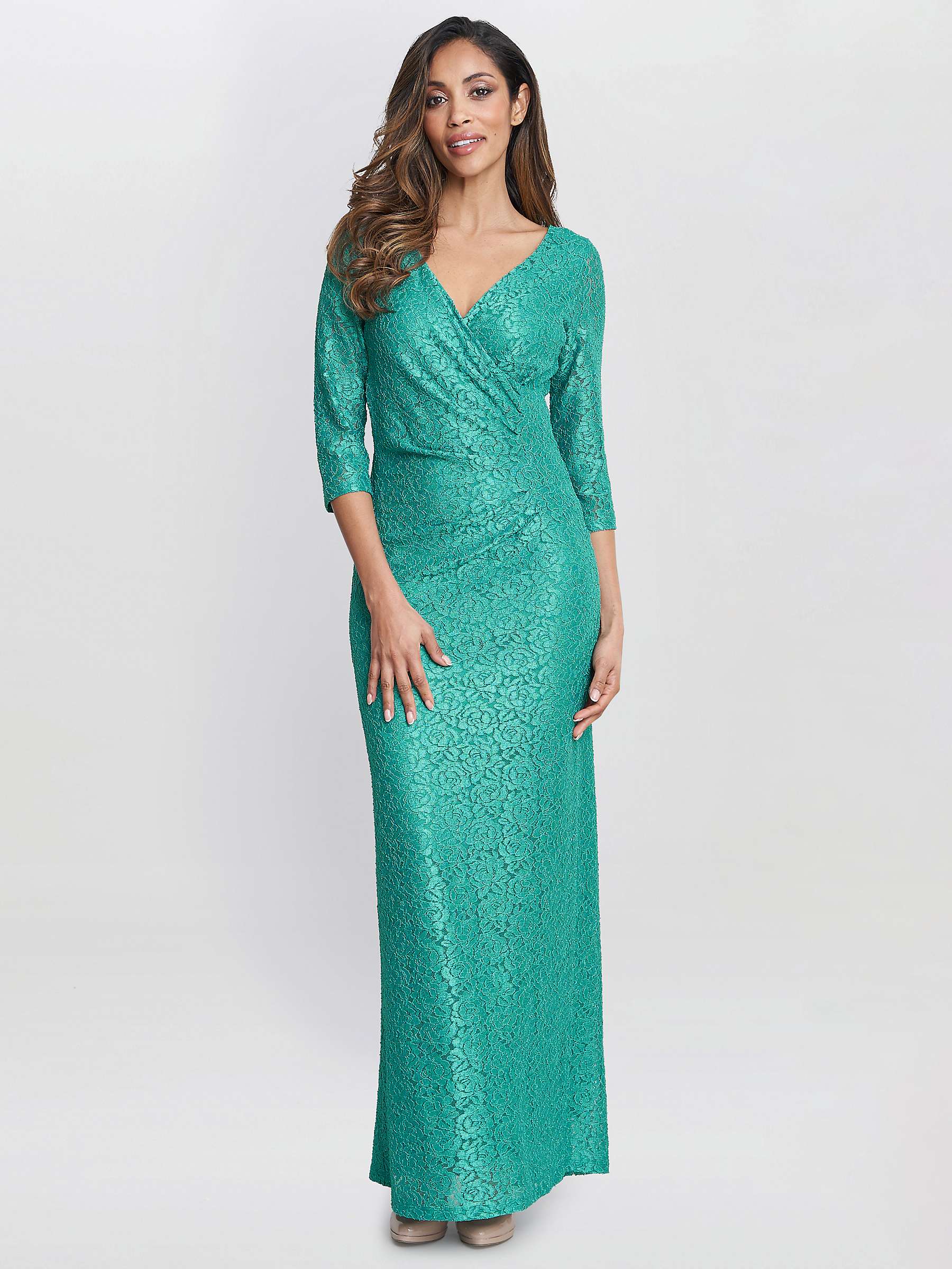 Buy Gina Bacconi Fearne Lace Wrap Maxi Dress, Jade Online at johnlewis.com