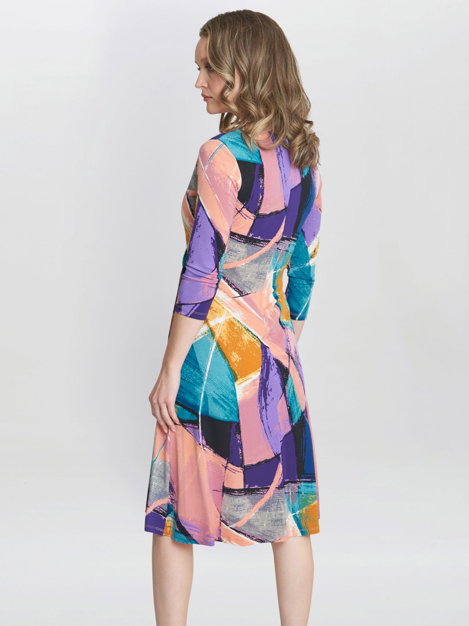 Buy Gina Bacconi Becky Jersey Wrap Dress, Peach/Multi Online at johnlewis.com