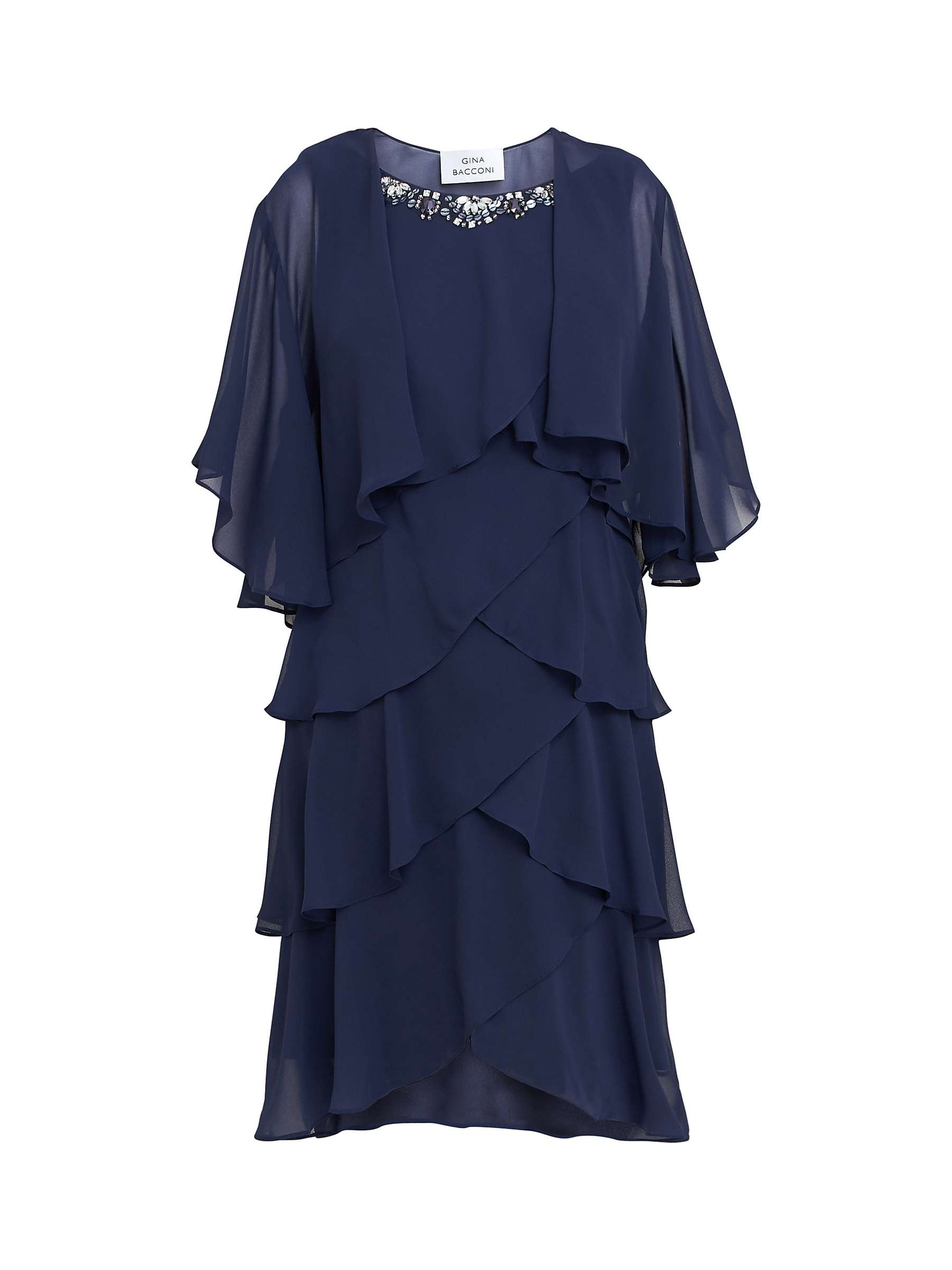 Buy Gina Bacconi Toni Chiffon Tier Jacket and Beaded Neck Dress, Navy Online at johnlewis.com
