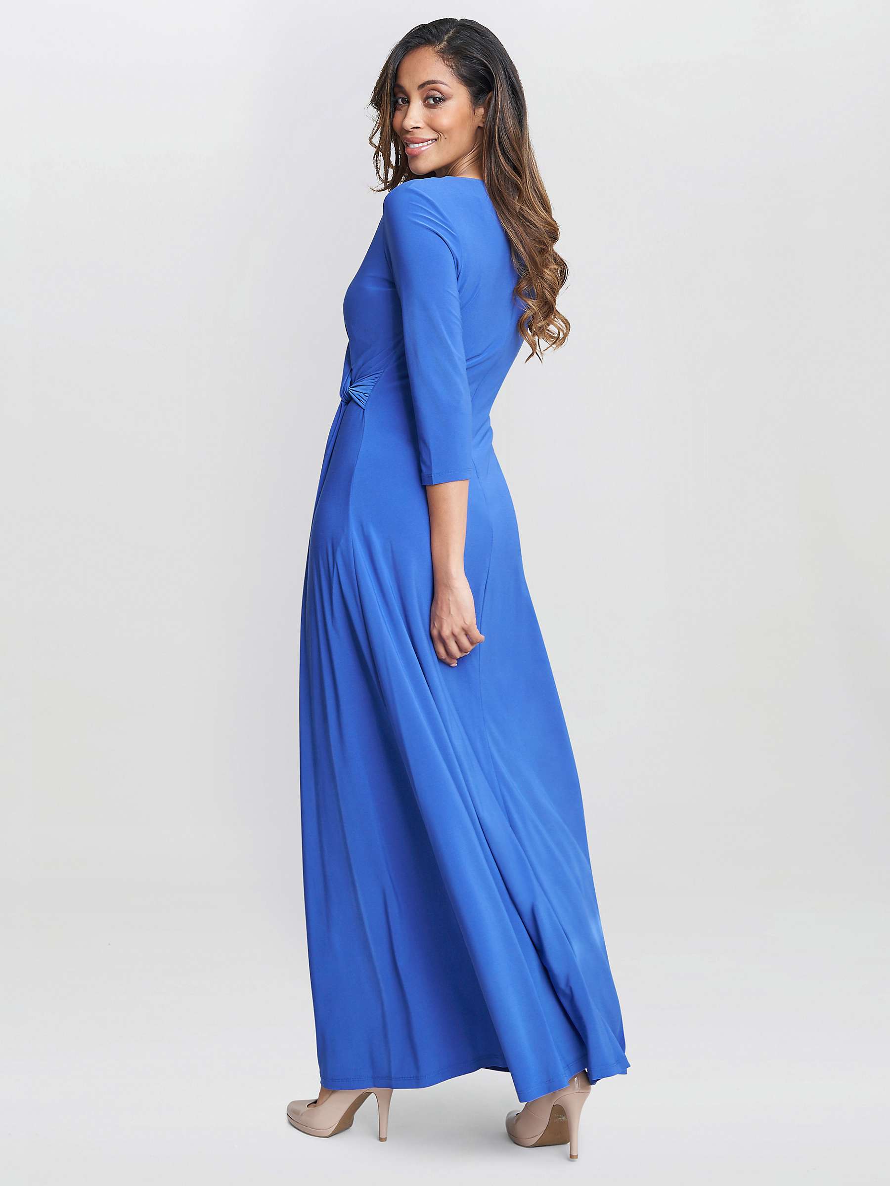 Buy Gina Bacconi Twist Detail A-Line Maxi Jersey Dress, Cobalt Online at johnlewis.com
