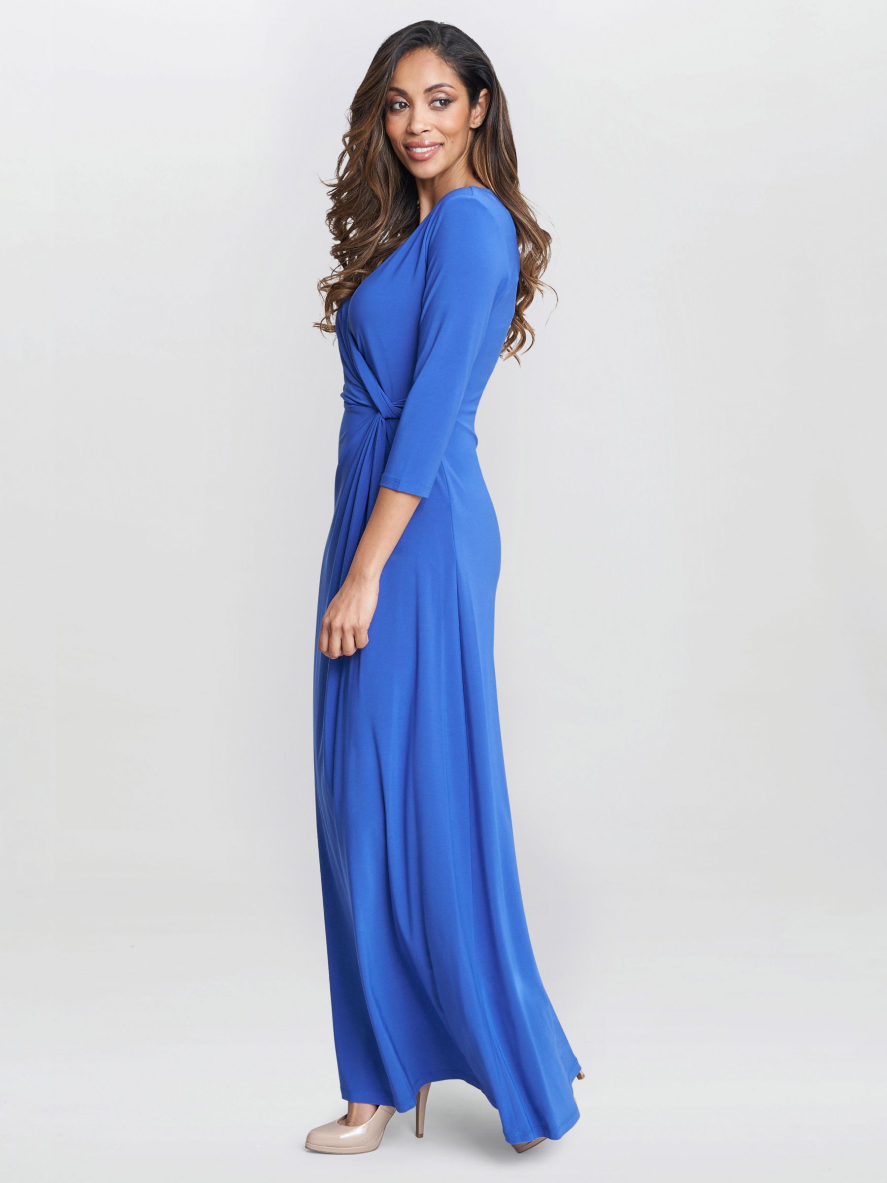 Gina Bacconi Celine Jersey Wrap Maxi Dress, Cobalt, 8