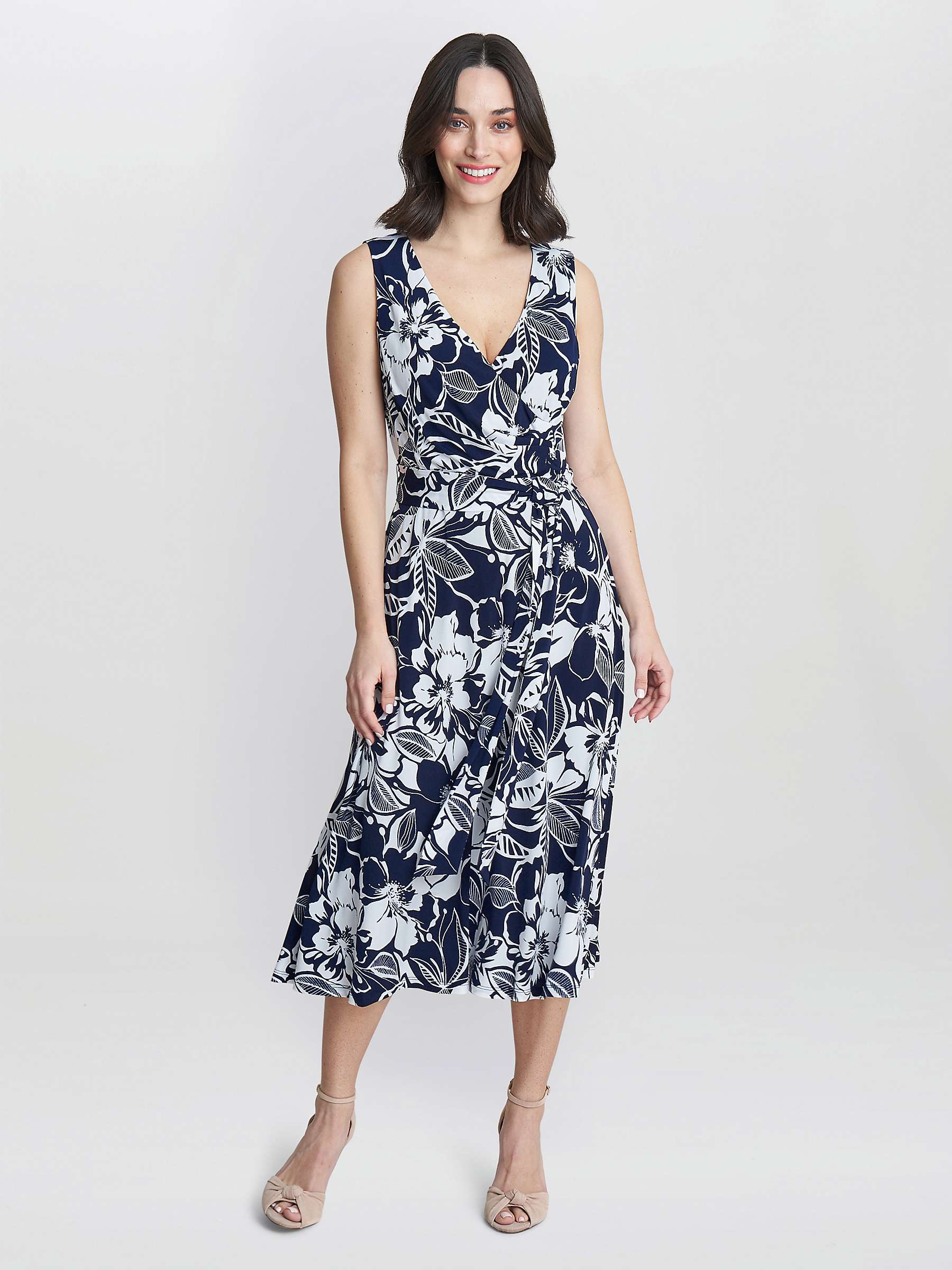 Buy Gina Bacconi Denise Fit And Flare Jersey Dress, Navy/White Online at johnlewis.com