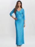 Gina Bacconi Floral Lace Maxi Dress, Turquoise