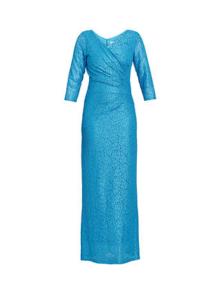 Gina Bacconi Floral Lace Maxi Dress, Turquoise