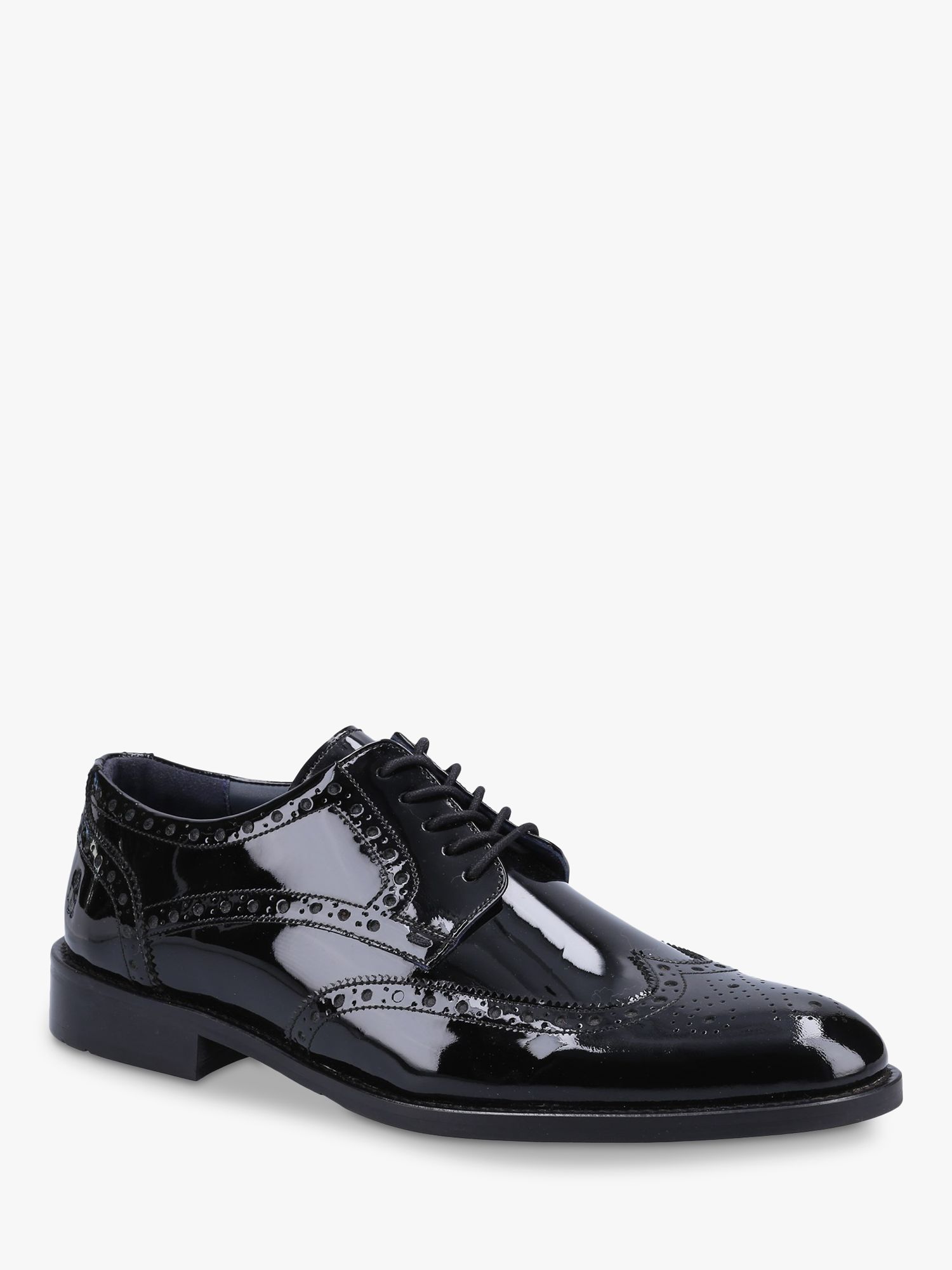 Hush Puppies Dustin Patent Leather Brogues, Black at John Lewis & Partners