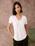 Brora Linen Knit V-Neck T-Shirt, White