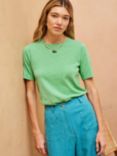 Brora Cotton Knitted Short Sleeve Top, Spearmint