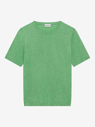 Brora Cotton Knitted Short Sleeve Top, Spearmint
