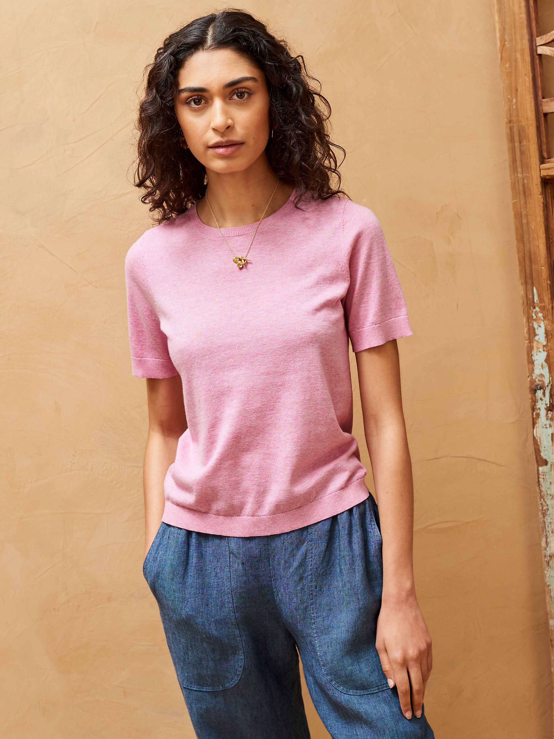 Buy Brora Cotton Knitted Short Sleeve Top Online at johnlewis.com