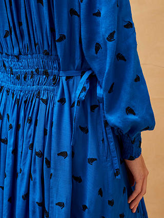 Brora Embroidered Fern Shirt Midi Dress, Cobalt
