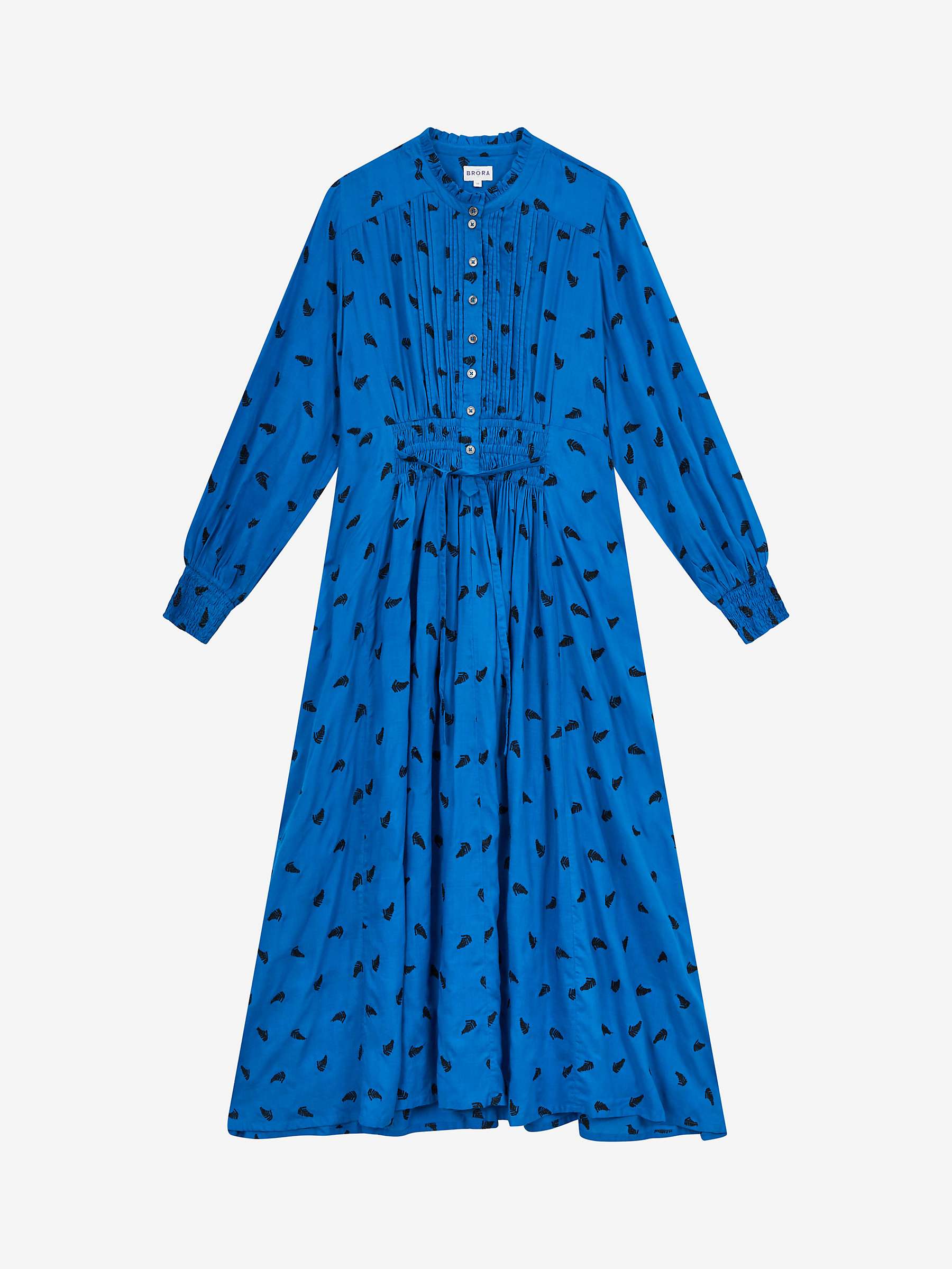 Buy Brora Embroidered Fern Shirt Midi Dress, Cobalt Online at johnlewis.com