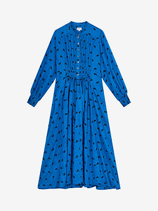 Brora Embroidered Fern Shirt Midi Dress, Cobalt