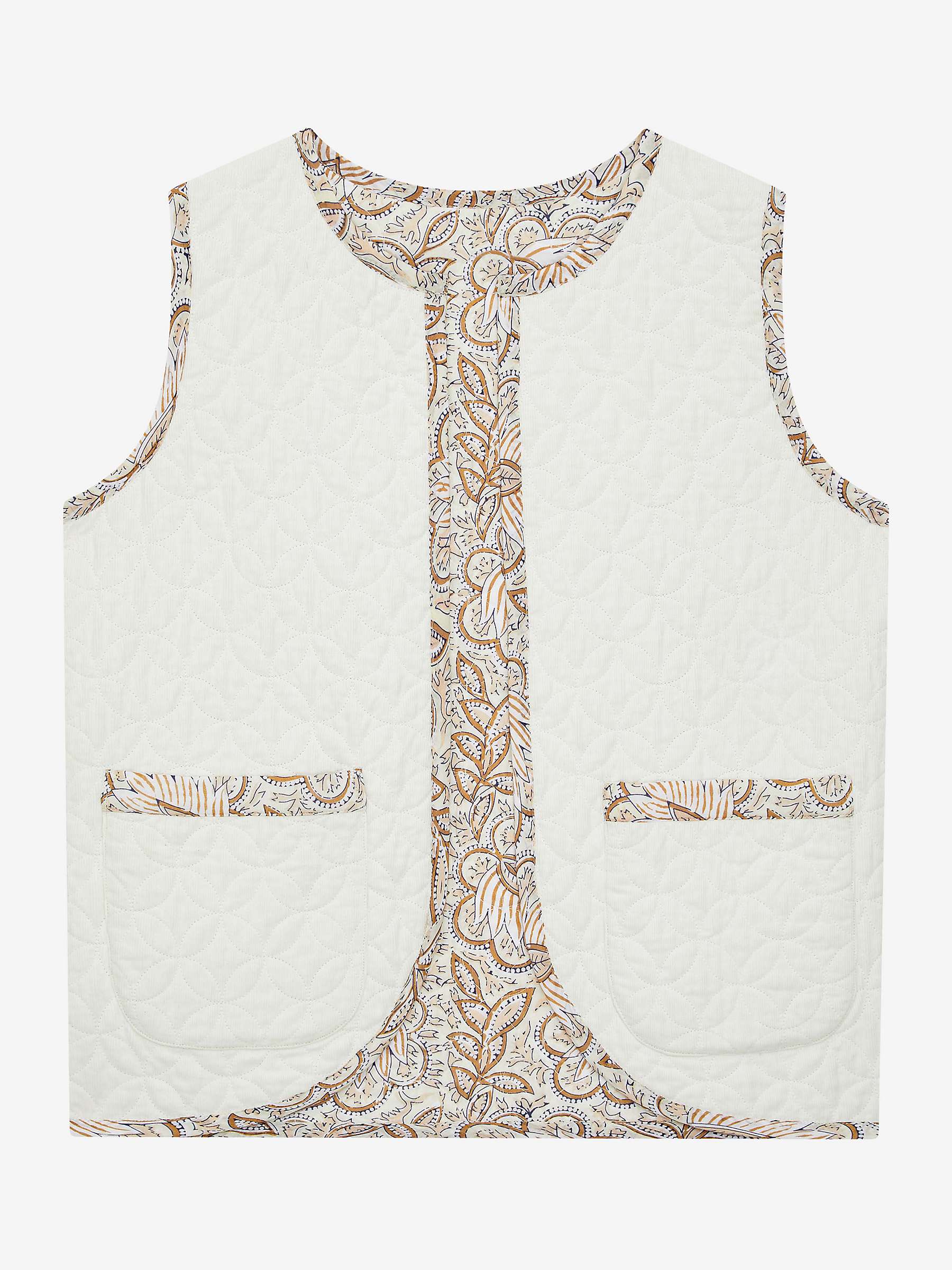 Buy Brora Block Print Quilted Reversible Waistcoat, Almond/Multi Online at johnlewis.com