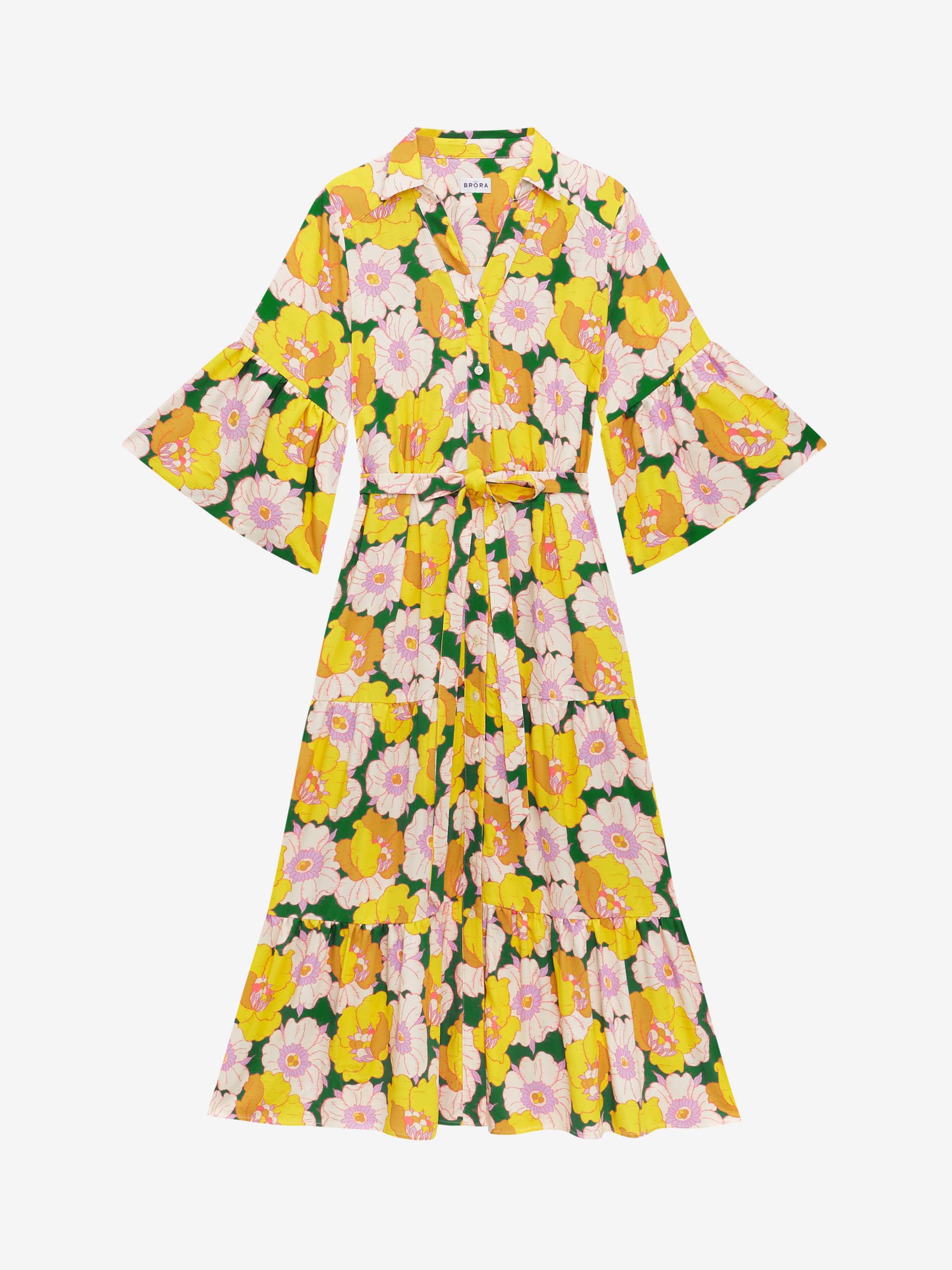 Brora Liberty Floral Print Midi Shirt Dress, Mimosa/Multi at John Lewis ...