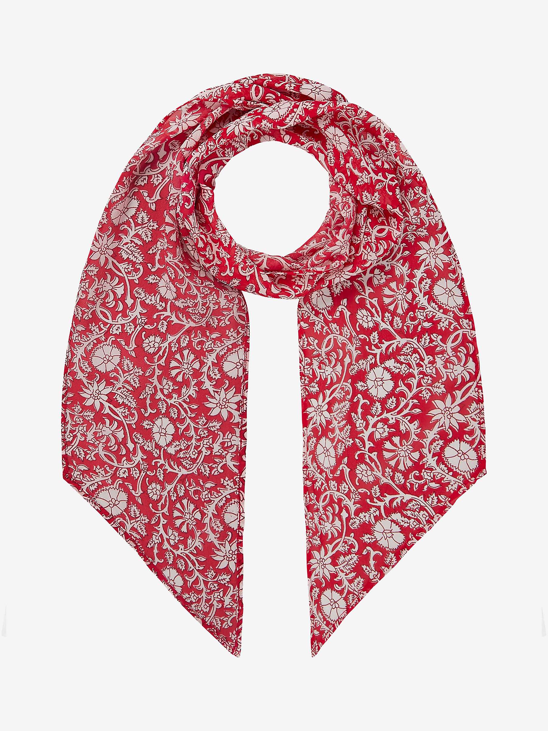Buy Brora Botanical Print Silk Neck Tie Scarf, Crimson/Multi Online at johnlewis.com