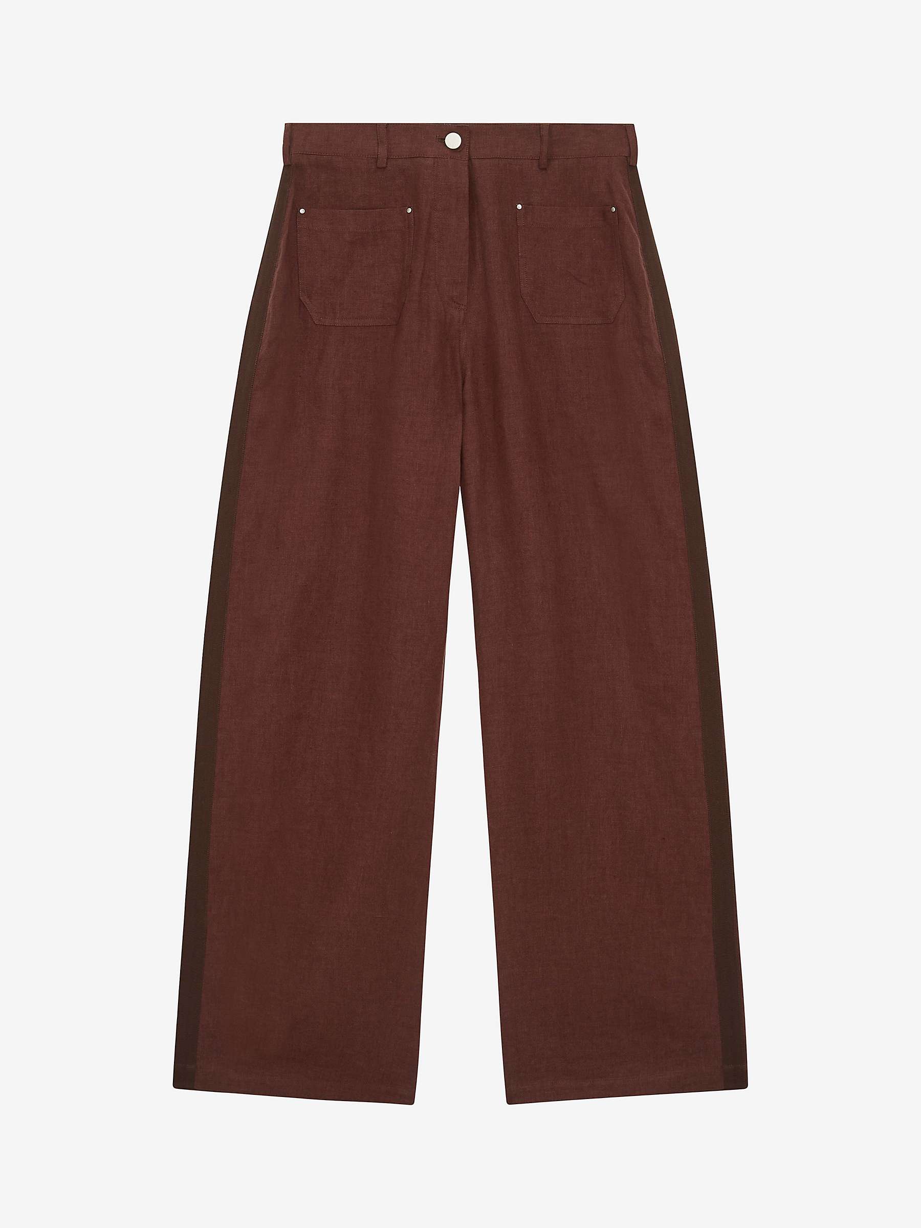 Buy Brora Wide Leg Linen Trousers, Chocolate Online at johnlewis.com