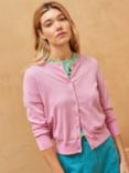 Brora Fine Cotton Knit Cardigan, Rose