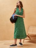 Brora Cotton Ikat Print Waistcoat Dress, Emerald