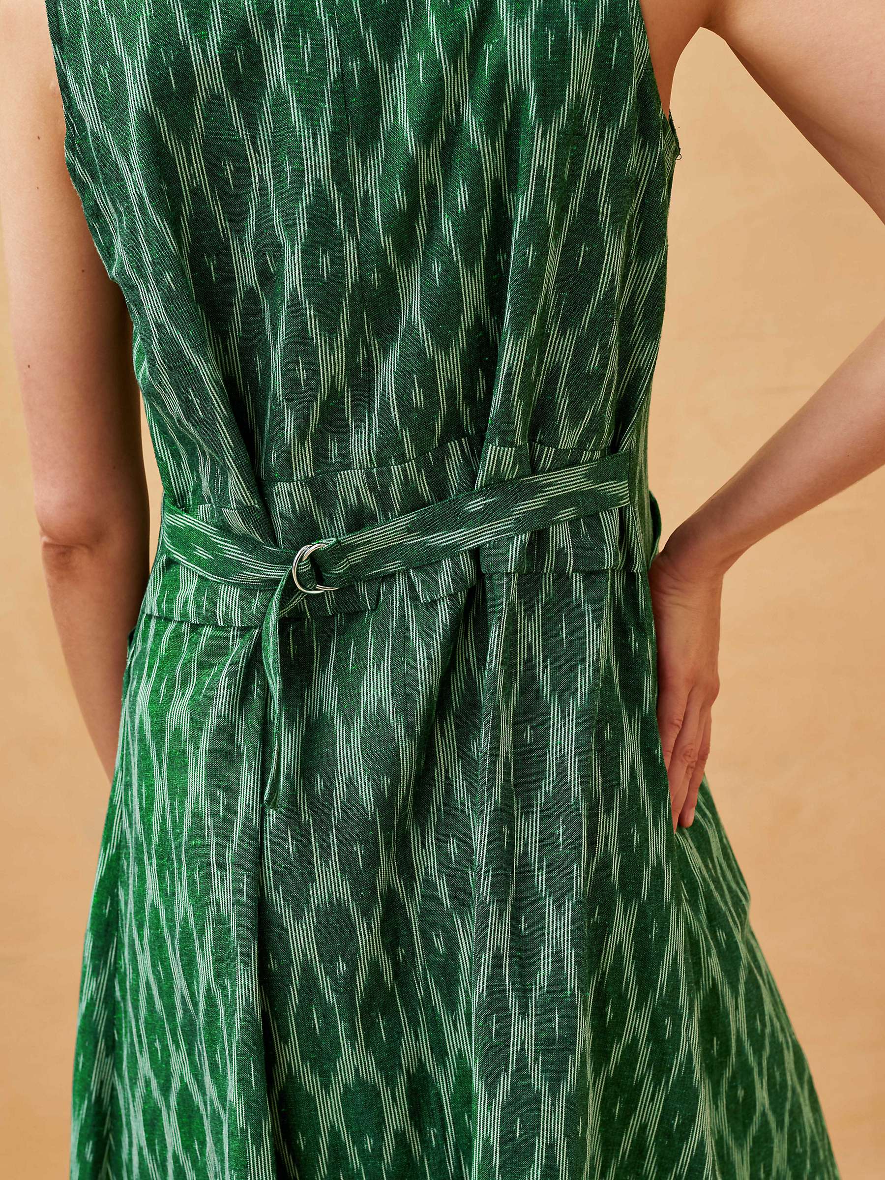 Buy Brora Cotton Ikat Print Waistcoat Dress, Emerald Online at johnlewis.com