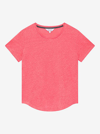 Brora Linen T-Shirt, Flamingo
