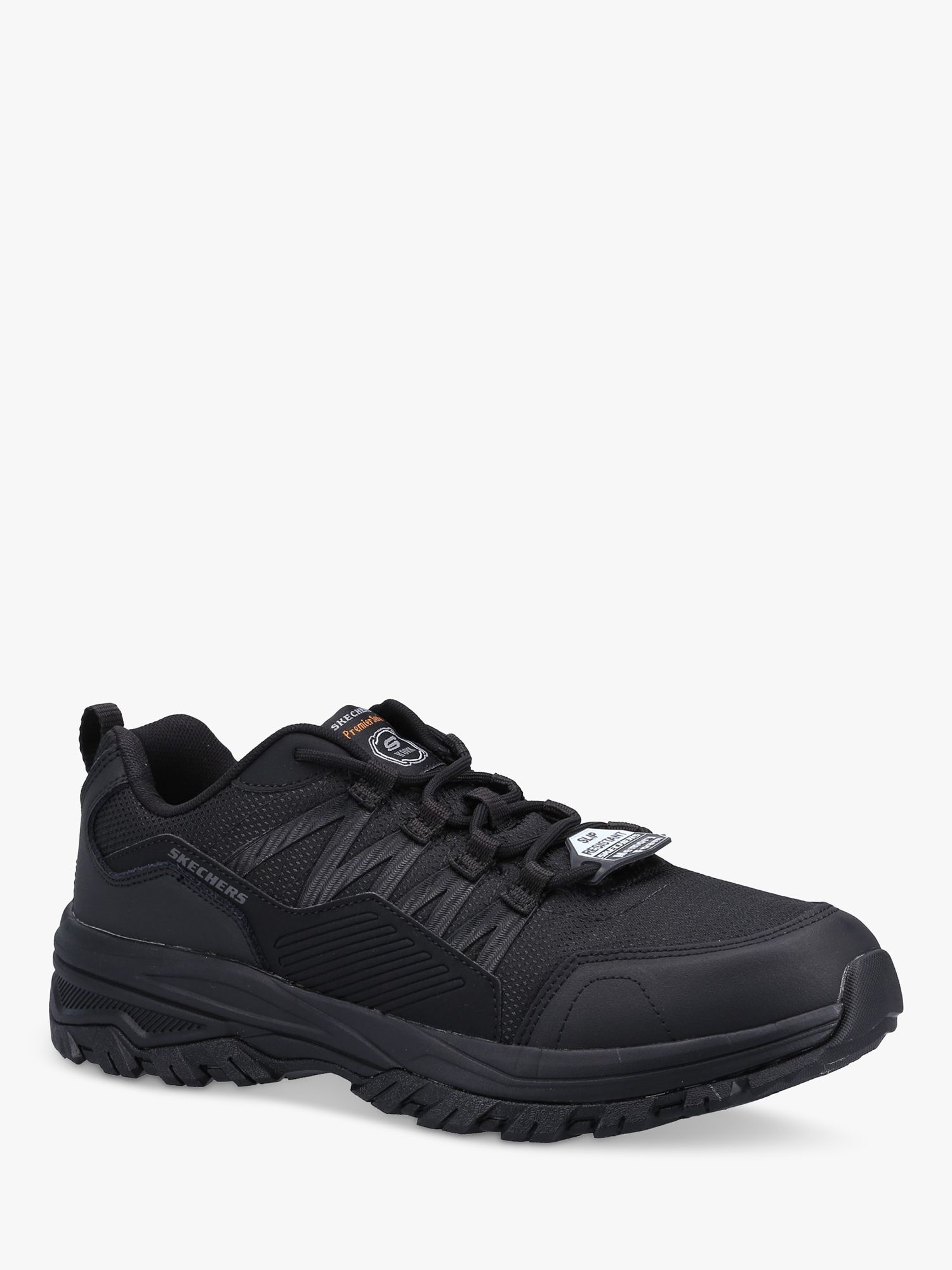 Skechers Fannter Leather Occupational Shoes, Black, 6