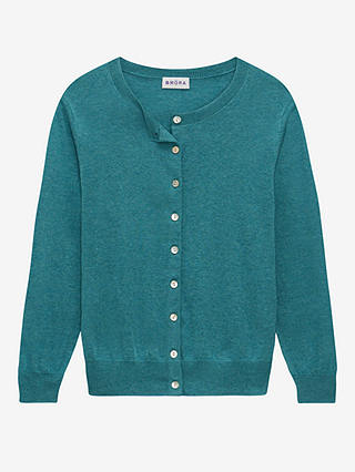 Brora Fine Cotton Knit Cardigan, Aquamarine