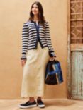 Brora Textured Stripe Linen Maxi Skirt, Natural