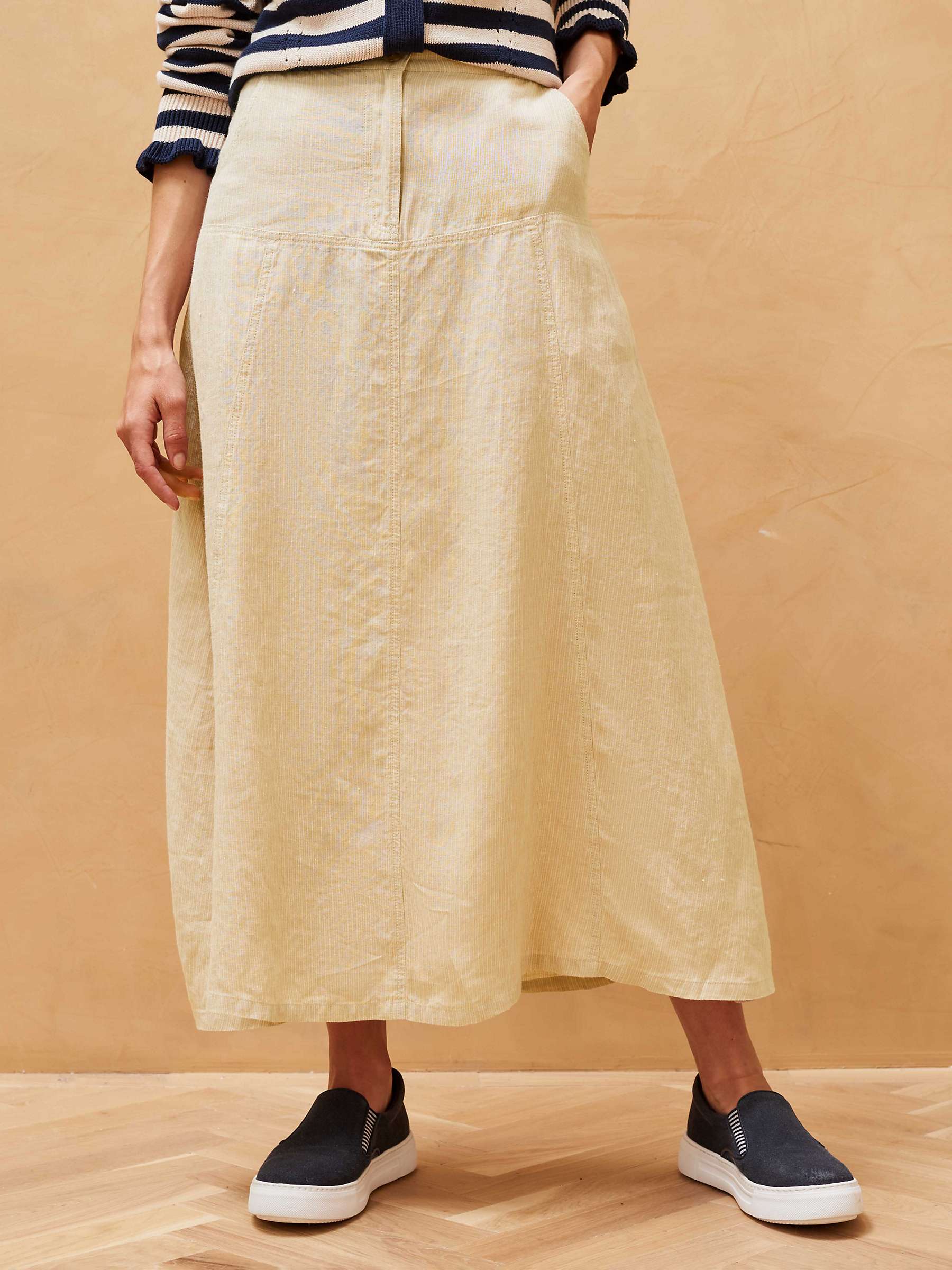 Buy Brora Textured Stripe Linen Maxi Skirt, Natural Online at johnlewis.com