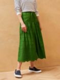 Brora Cotton Broderie Anglaise Midi Skirt, Nettle