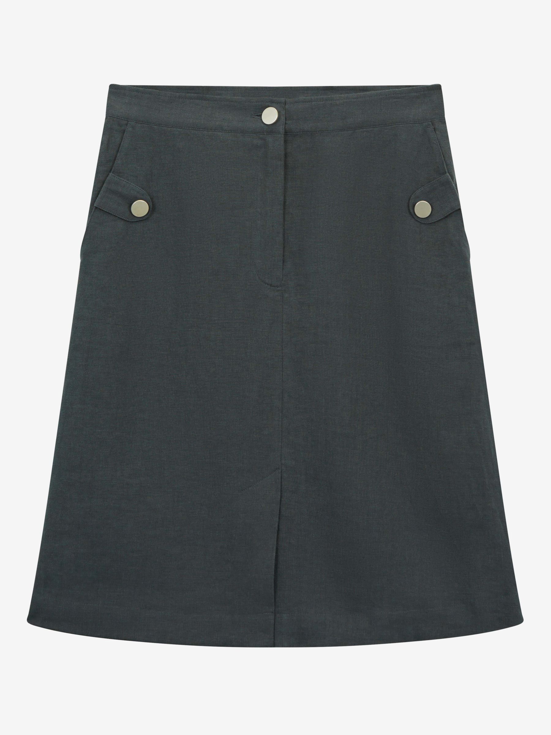 Buy Brora Linen Utility Tab Pocket Skirt, Slate Online at johnlewis.com