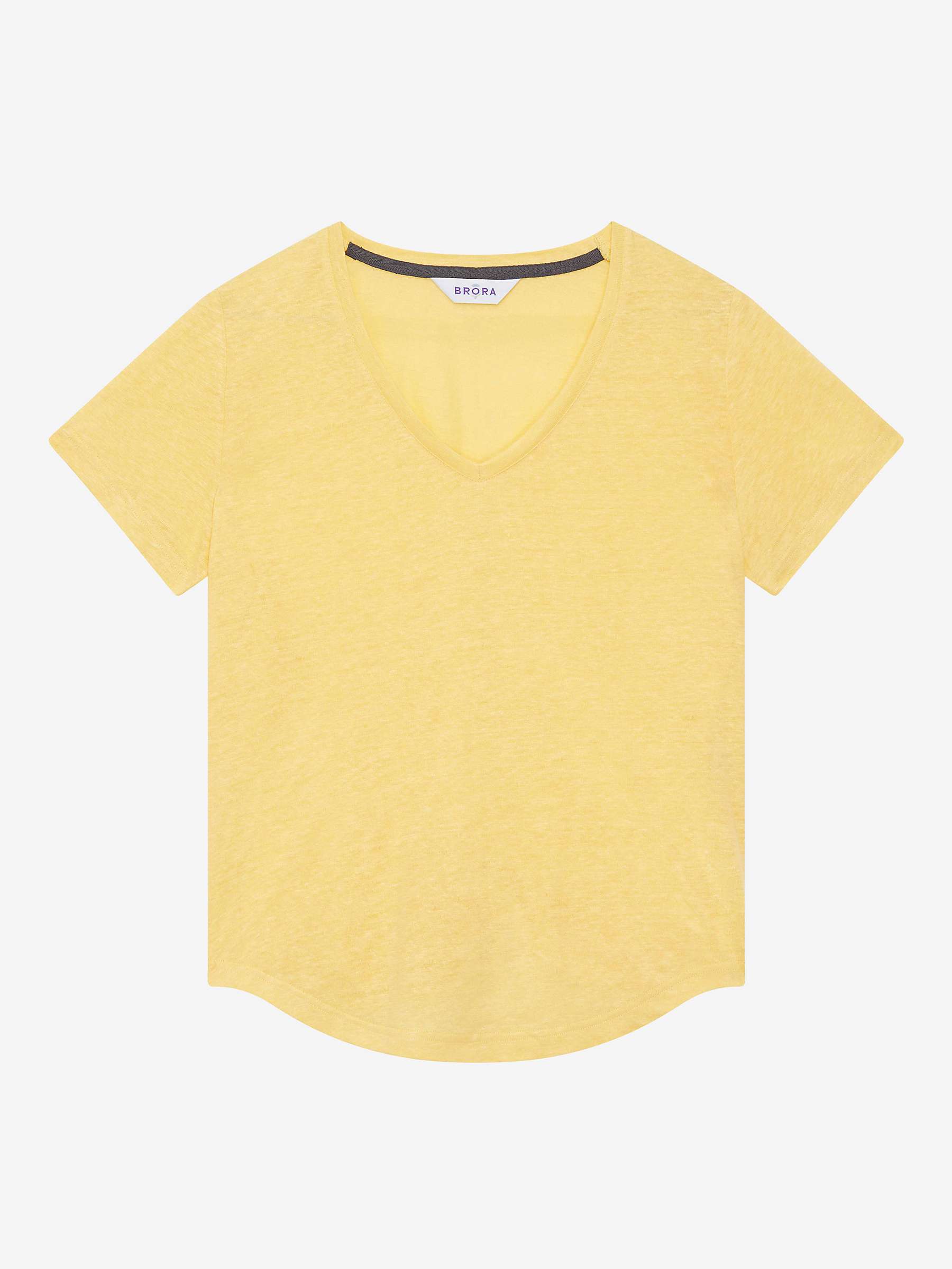 Buy Brora Linen V Neck T-Shirt, Primrose Online at johnlewis.com