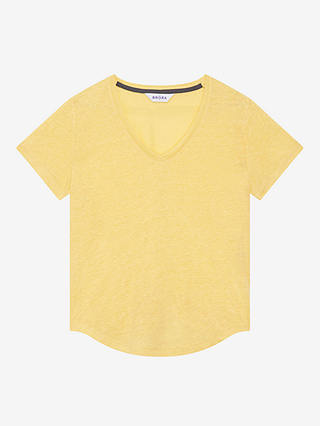 Brora Linen V Neck T-Shirt, Primrose