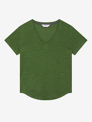 Brora Linen Knit V-Neck T-Shirt, Nettle