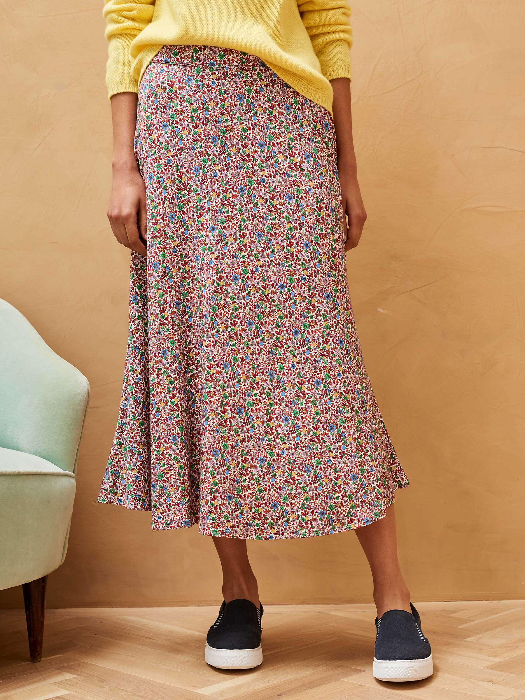 Buy Brora Liberty Floral Print Jersey Midi Skirt, Henna Garden Online at johnlewis.com