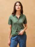 Brora Contrast Trim Cotton Polo Shirt, Olive