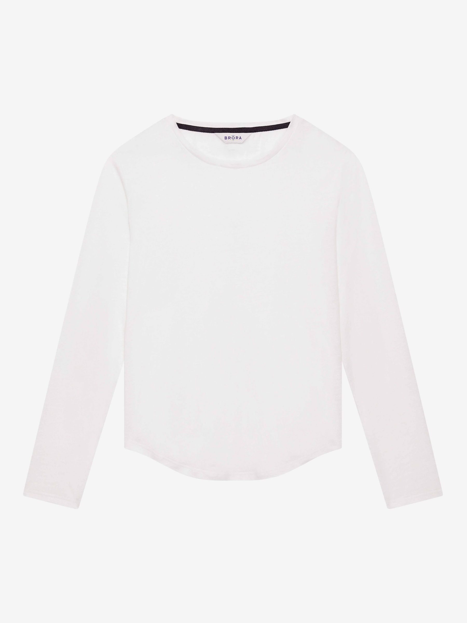 Brora Linen Boat Neck T-Shirt, White, 6