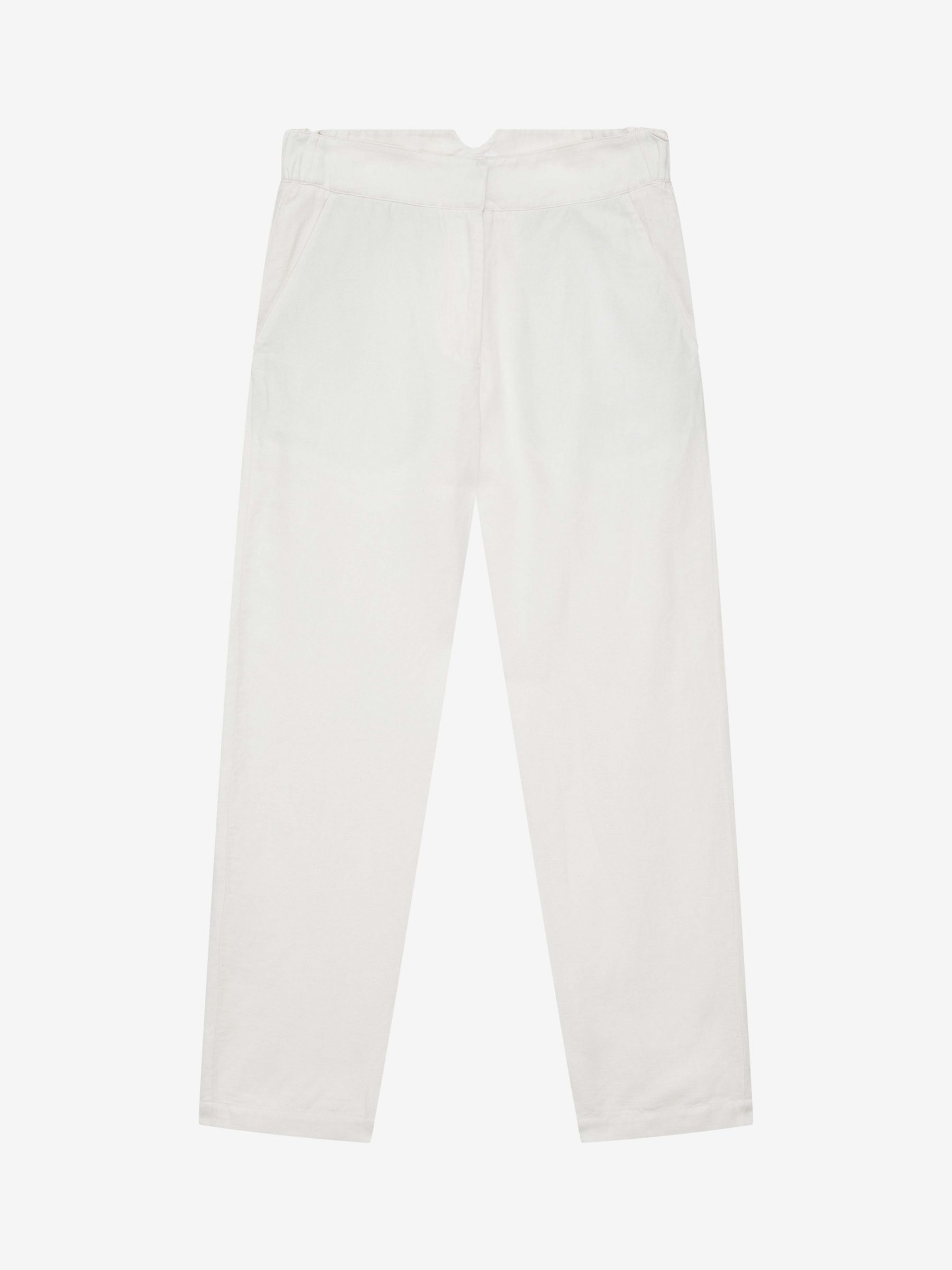 Brora Cotton Linen Blend Tapered Trousers, White, 6