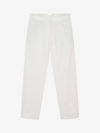 Brora Cotton Linen Blend Tapered Trousers, White