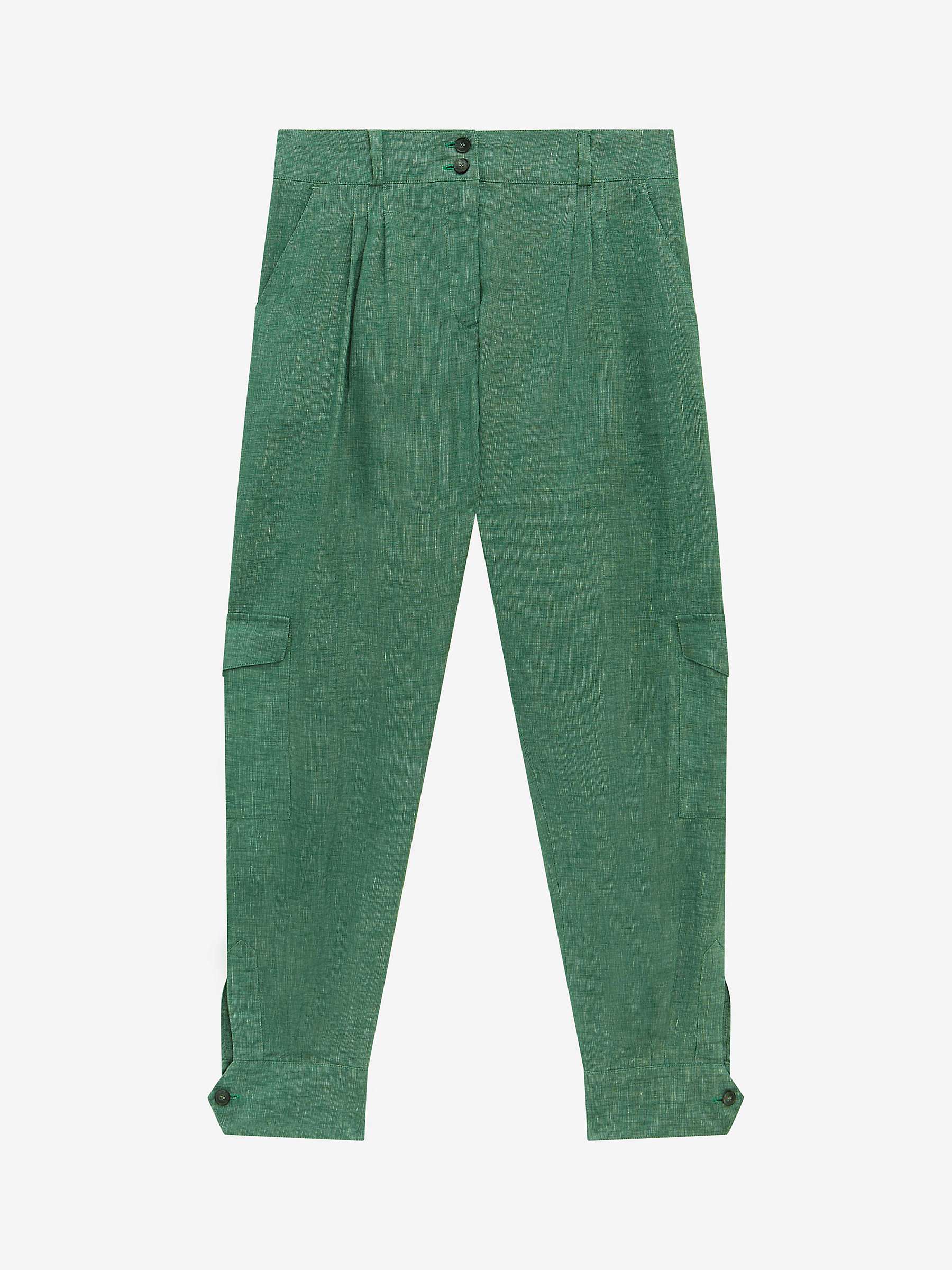 Buy Brora Cross Dye Linen Cargo Trousers, Spruce Online at johnlewis.com