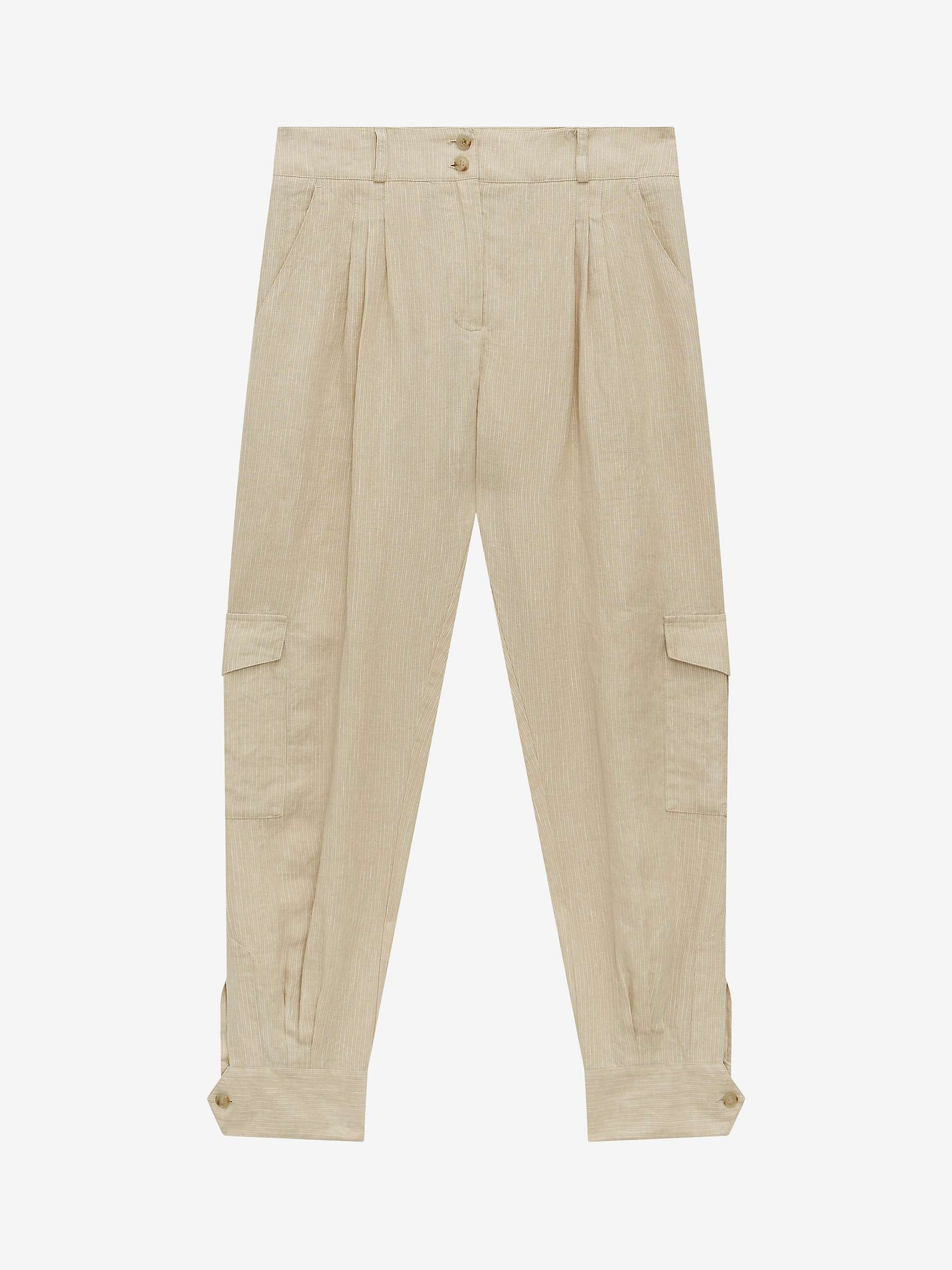 Buy Brora Textured Stripe Linen Cargo Trousers, Natural Online at johnlewis.com