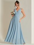 Jolie Moi Wrap Front Chiffon Maxi Dress, Dusty Blue