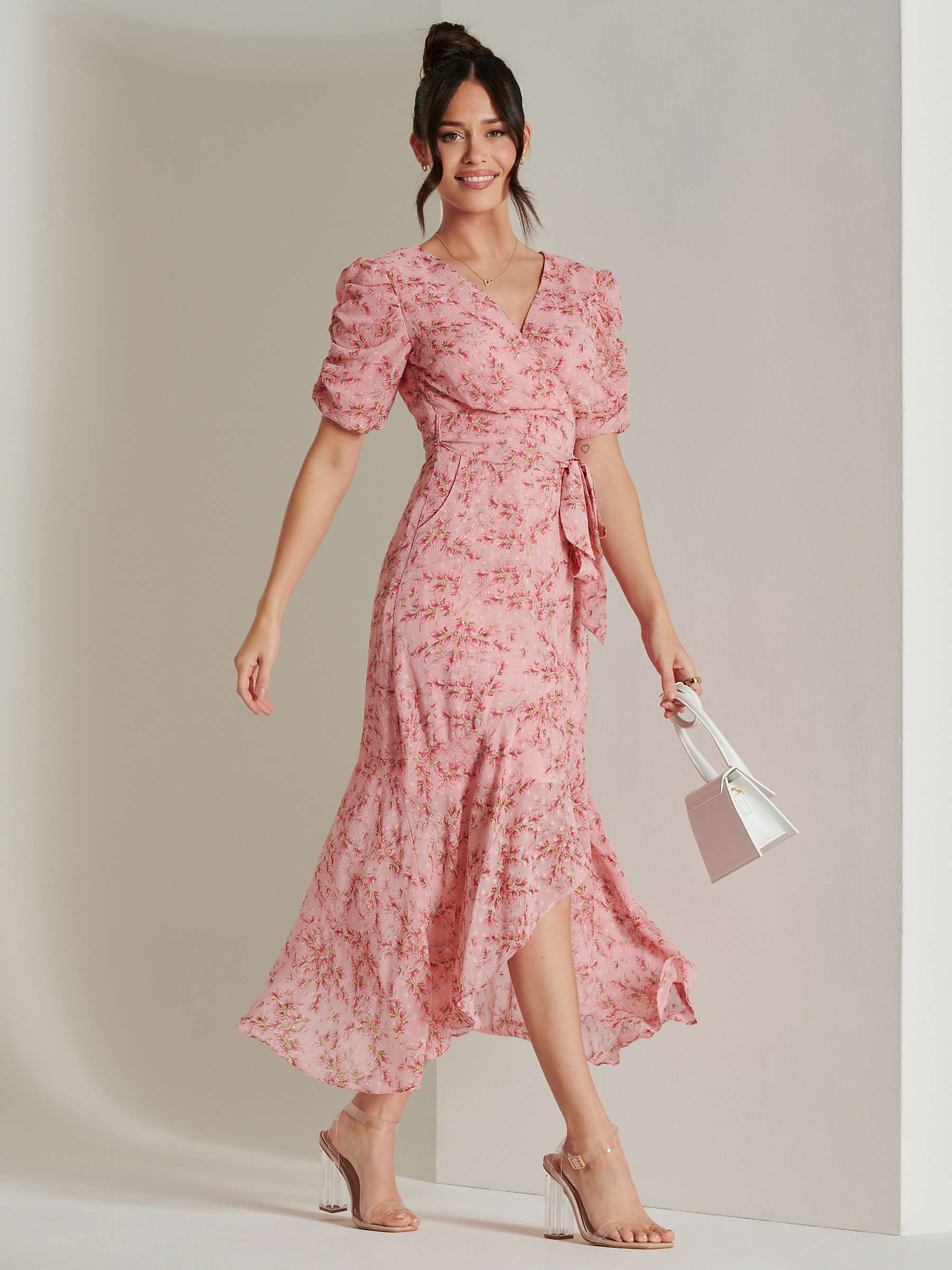 Buy Jolie Moi Floral Metallic Chiffon Dress Online at johnlewis.com