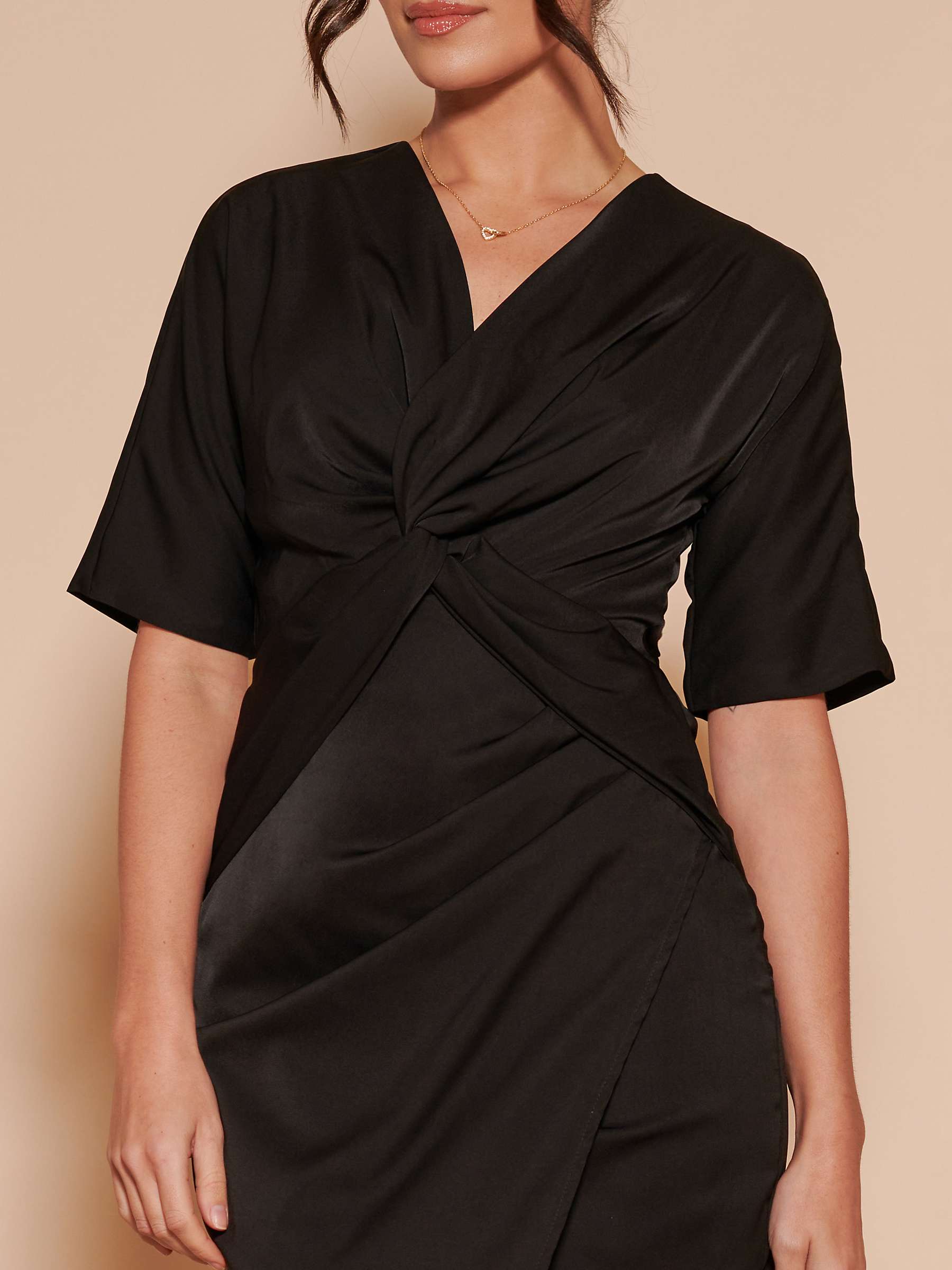 Buy Jolie Moi Tulip Twist Front Midi Dress, Black Online at johnlewis.com