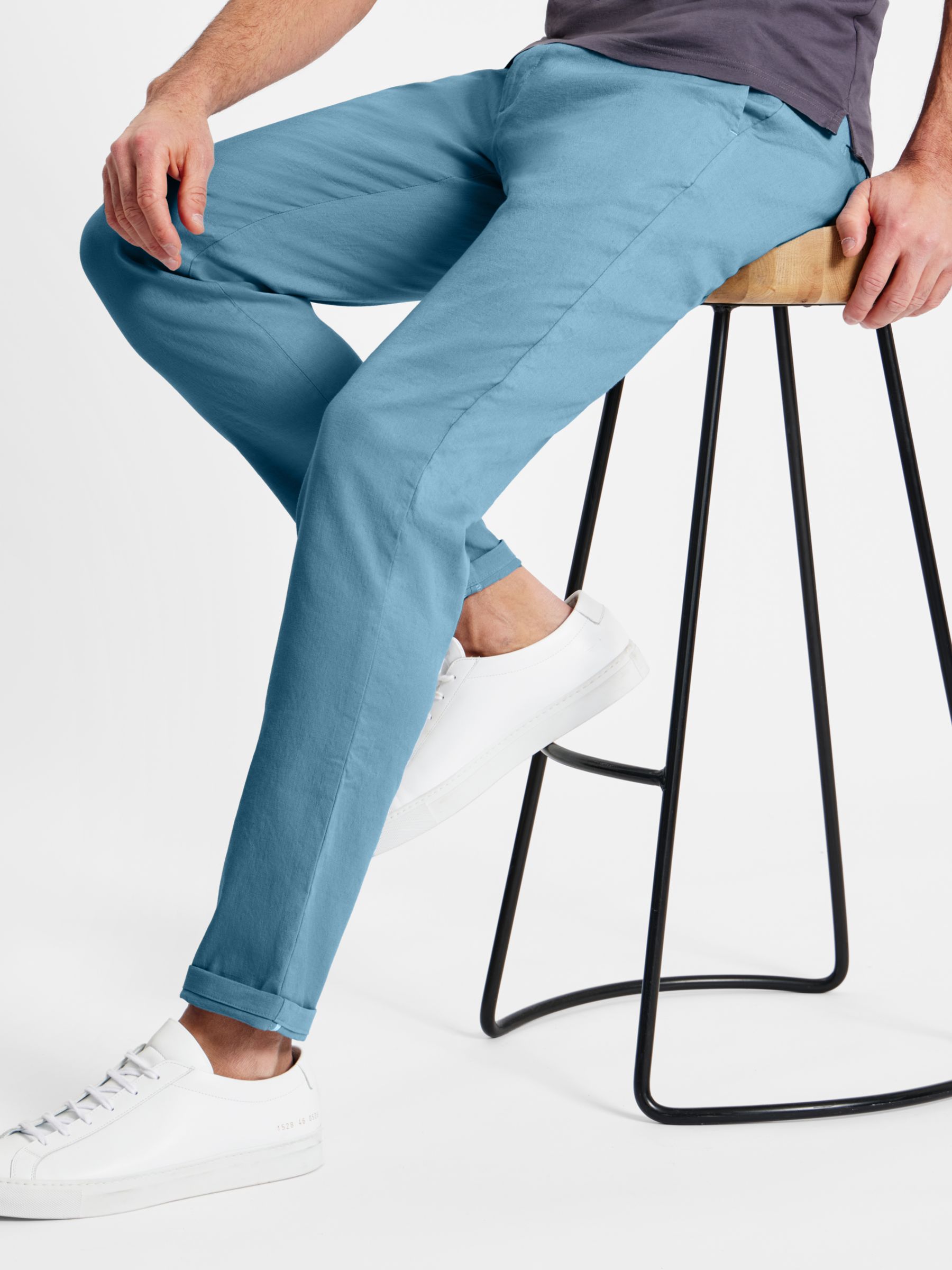 SPOKE Linen Sharps Broad Thigh Trousers, Aegean, W32/L33